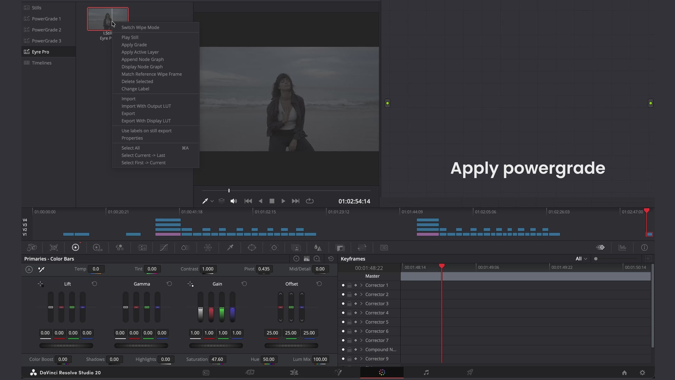 PowerGrade workflow for film emulation