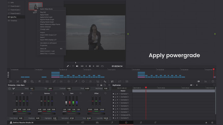 PowerGrade workflow for film emulation